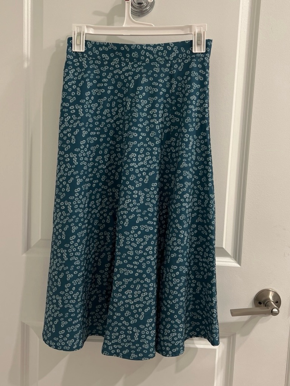 SHEIN Teal Floral A-Line Midi Skirt